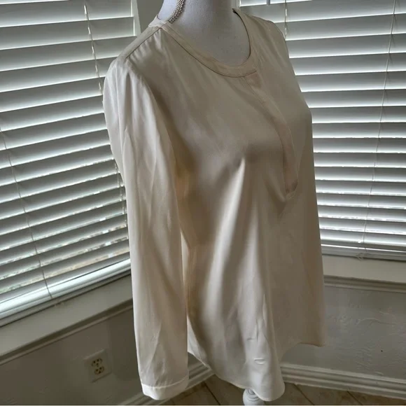 CLASSIQUES ENTIER Ivory Silk Long Sleeve Blouse Popover Tunic Top Cream … - Picture 6 of 13